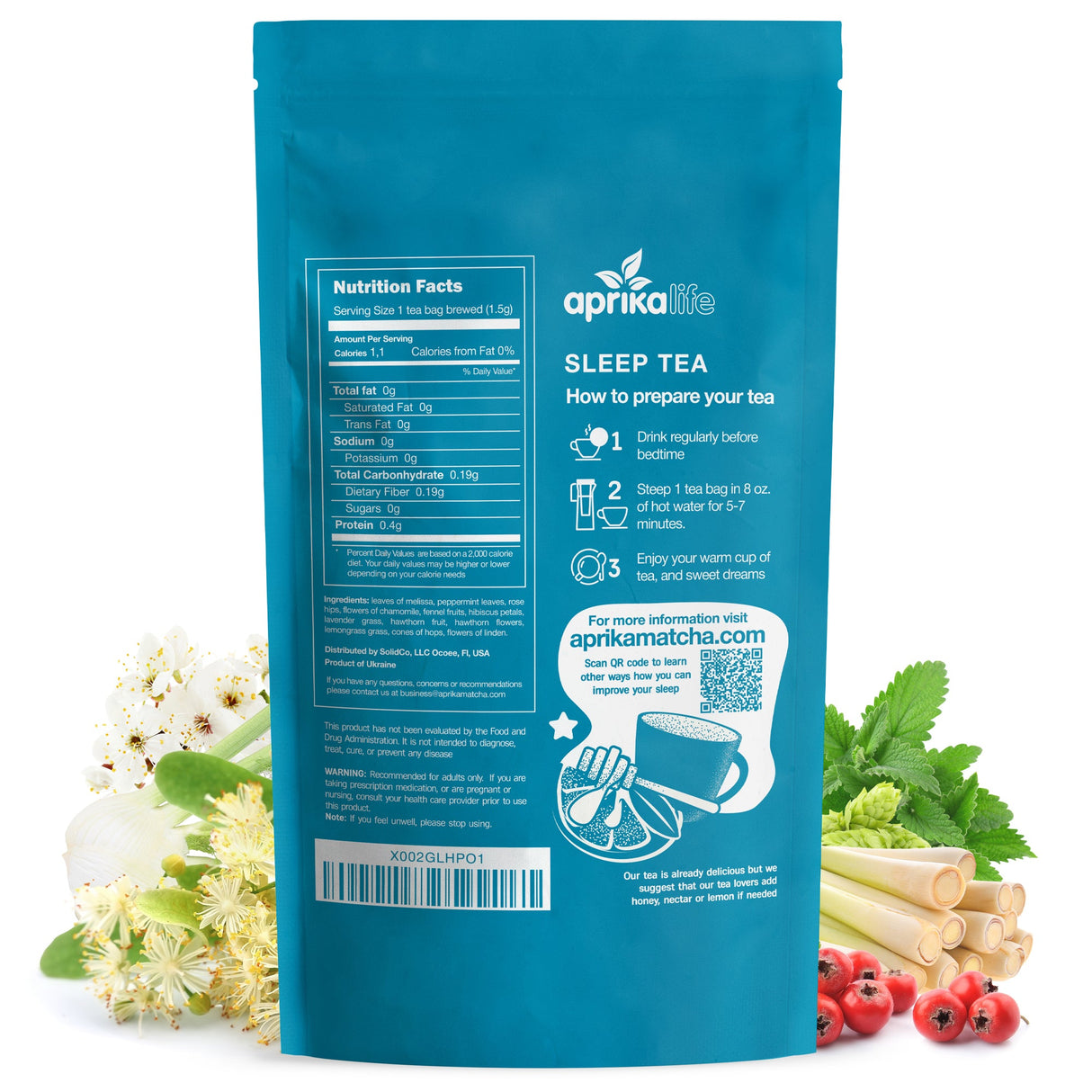 Herbal Sleep Tea With Sleep Guide, 60 Bags from Aprika Life