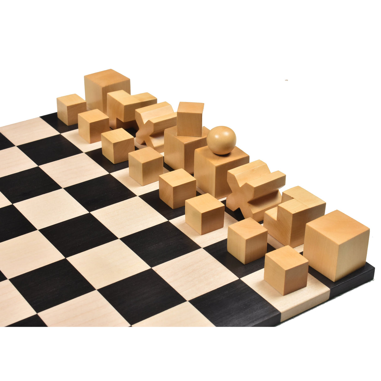 Bauhaus 1923 Combo Chess Set - Ebonised Boxwood Chess Pieces + Ebony Chess Board From Royal Chess Mall