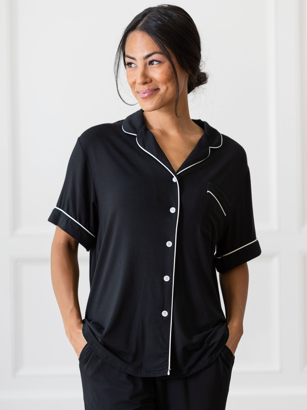 Women's Bamboo Stretch-Knit Short Sleeve & Pant Pajama Set from Cozy Earth