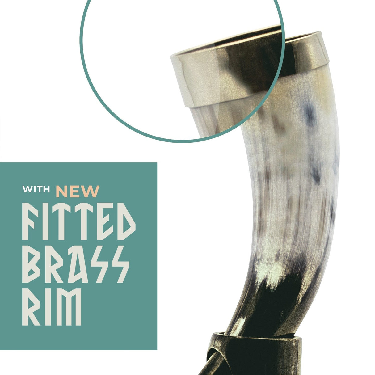 Curved Drinking Horn Bundle with Stand & Holster from Norse Tradesman