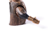 Curved Drinking Horn Bundle with Stand & Holster from Norse Tradesman