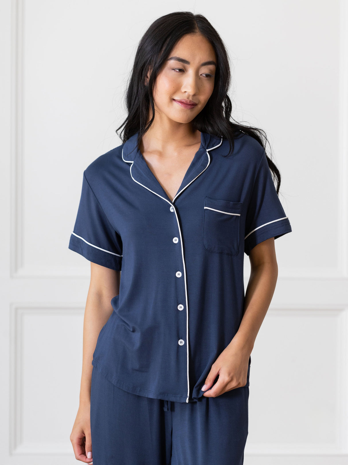 Women's Bamboo Stretch-Knit Short Sleeve & Pant Pajama Set from Cozy Earth