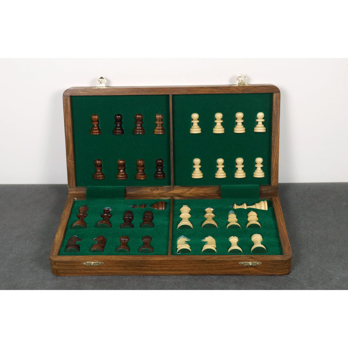 Large 14" Golden Rosewood & Maple Wooden Inlaid Magnetic Chess Set Board for  From Royal Chess Mall