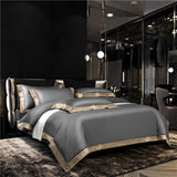 Border Embroidered Cotton Duvet Cover Set from Moderny