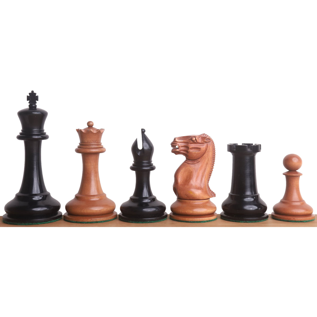 Cooke Type Staunton Chess Set- Chess Pieces Only 1849 - Ebony Wood & Antiqued Boxwood - 4.3" King From Royal Chess Mall