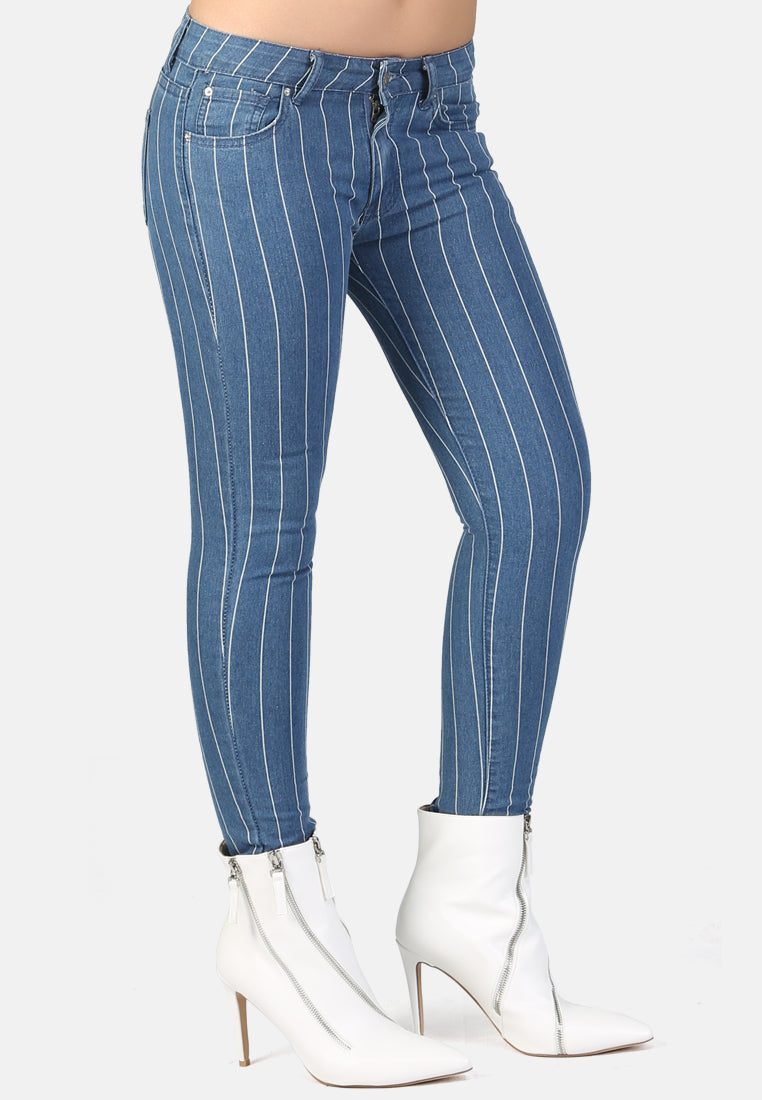 striped skinny jeans from London Rag International