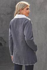 Casual Denim Coat with Plush Lining from MsDressly