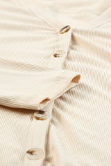 Apricot V-Neck Button-Up Cardigan with Pockets from MsDressly