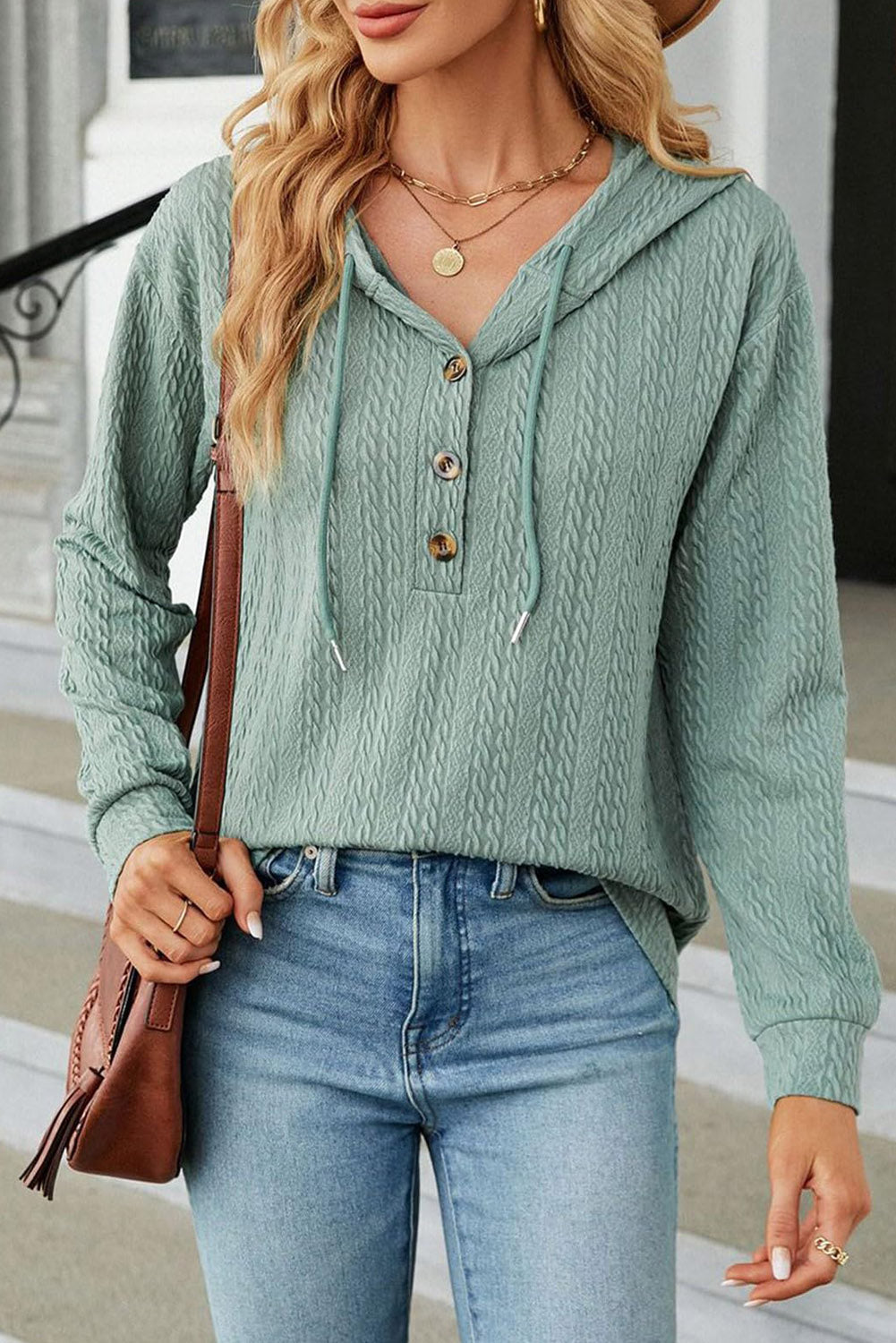Beau Blue Textured Floral Patchwork Balloon Sleeve Blouse from MsDressly