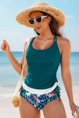 Everlee Stripe Drawstring Tummy Control Tankini Swimsuit from Threaded Pear