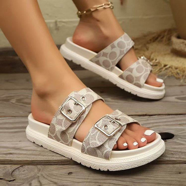 Open Toe Double Buckle Flat Sandals from My Pampered Life Seattle