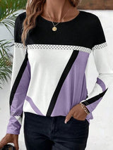 Contrast Round Neck Long Sleeve T-Shirt from Enfance-Heureuse