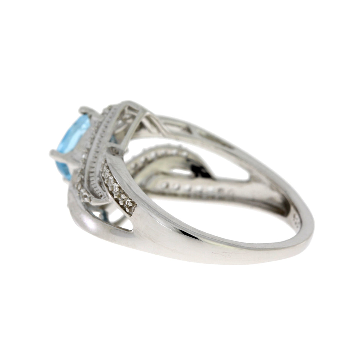 Blue Topaz White Topaz Ring .80ct Sterling Silver from Bids.com