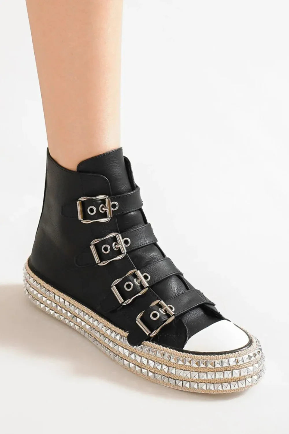 Beast Fashion Multi-Buckle Straps Studded Platform Sneakers from My Pampered Life Seattle