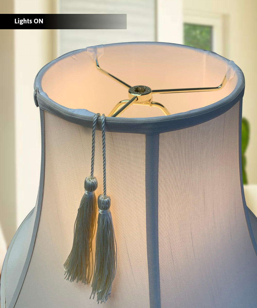 Shantung 16"W x 12"H Lamp Shade Tassel Eggshell from LampsUSA