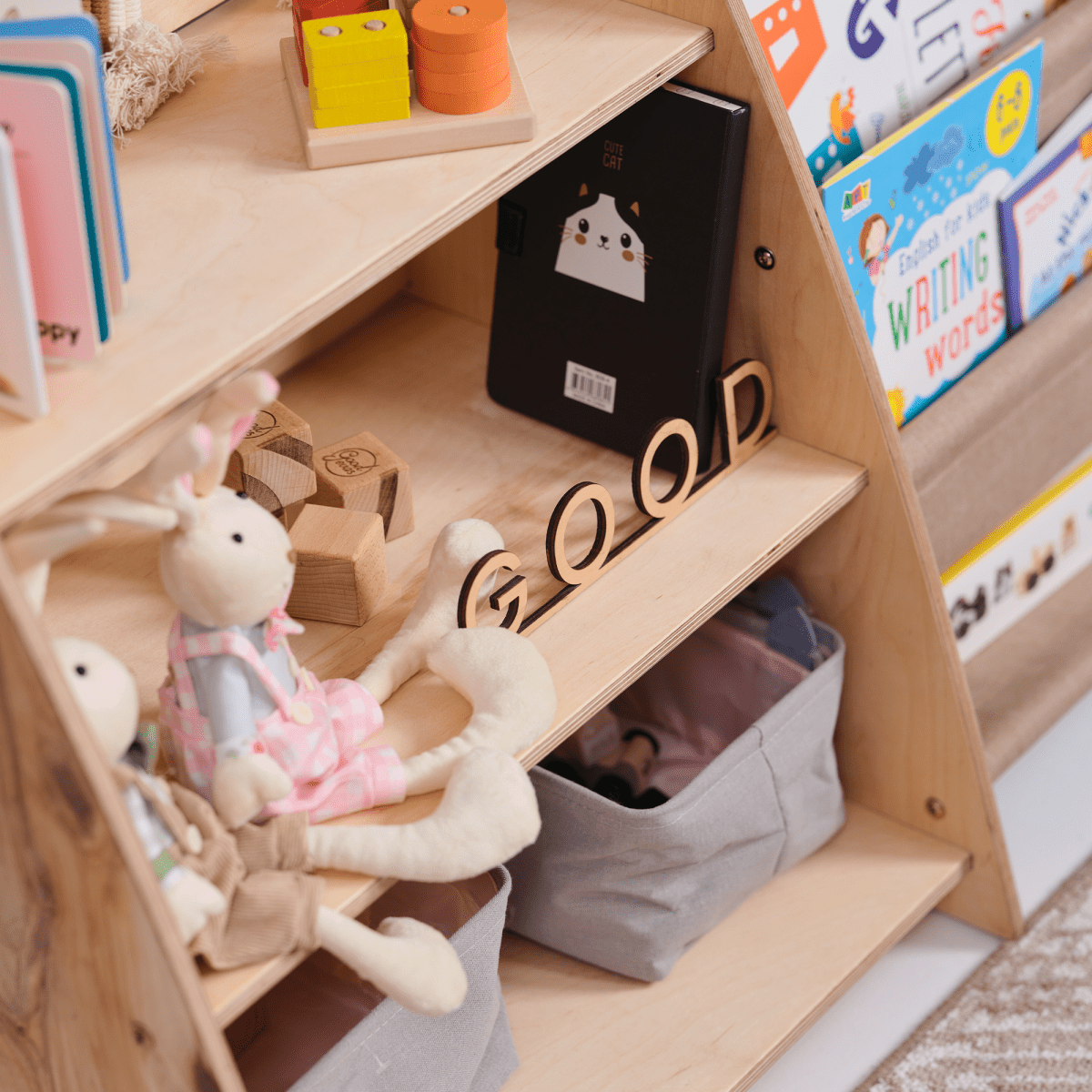 2in1 Montessori Shelf for Books and Toys from Goodevas