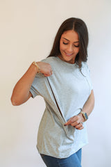 Relaxed Fit Zip Breastfeeding Tee from Movemama