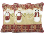 Tache Mr. & Mrs. Snowman Couple Woven Tapestry Throw Pillow Cover (10323CC) from Tache Home Fashion