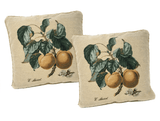 DaDa Bedding Set of 2-Pieces Yellow Apricot Fruits Elegant Tapestry Throw Pillow Covers w/ Inserts - 18" x 18" from DaDalogy Bedding Collection