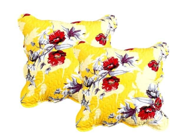DaDa Bedding Set of 2 Sunshine Yellow Hummingbirds Floral Scalloped Throw Pillow Covers, 18" (JHW925) from DaDalogy Bedding Collection