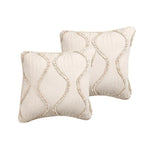 DaDa Bedding Set of 2 Charming Country Tufted Ivory Tan Ruffles Throw Pillow Covers - 18" x 18" (JHW873) from DaDalogy Bedding Collection
