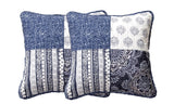 DaDa Bedding Set of 2-Pieces Bohemian Denim Blue Elegance Throw Pillow Covers - 18” x 18" (JHW660) from DaDalogy Bedding Collection