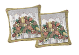 DaDa Bedding Set of 2-Pieces Festive Holiday Fiesta Floral Botanical Tapestry Throw Pillow Covers w/ Inserts - 18" x 18" from DaDalogy Bedding Collection
