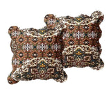 DaDa Bedding Set of 2-Pieces Rustic Earthy Cross Motif Folk Scalloped Throw Pillow Covers, 18" x 18" (JHW944) from DaDalogy Bedding Collection