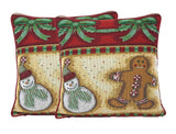DaDa Bedding Gingerbread Snowman Woven Tapestry Throw Pillow Covers 16" x 16" (12917) from DaDalogy Bedding Collection