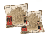 DaDa Bedding Set of 2-Pieces Postcard Milan Tapestry Throw Pillow Covers w/ Pillow Inserts, 18" x 18" from DaDalogy Bedding Collection