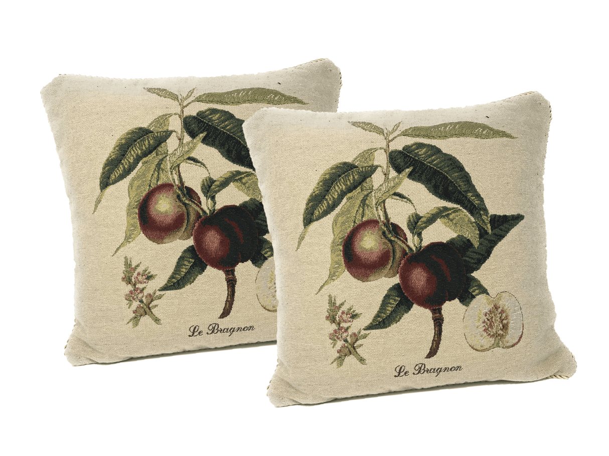 DaDa Bedding Set of 2-Pieces Nectarine Fruits Garden Tapestry Throw Pillow Covers w/ Inserts - 18" x 18" from DaDalogy Bedding Collection