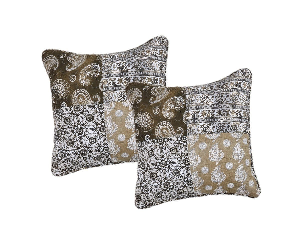 DaDalogy Bedding Bed in a Bag Bundle Set - Bohemian Paisley Dreams Floral Olive Brown Patchwork Bedspread Set (JHW885) from DaDalogy Bedding Collection