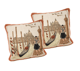DaDa Bedding Set of 2-Pieces Postcard of Venice Tapestry Throw Pillow Covers w/ Inserts - 18" x 18" from DaDalogy Bedding Collection