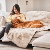 PupProtector™ Waterproof Throw Blanket - White with Brown Accents from Paw.com