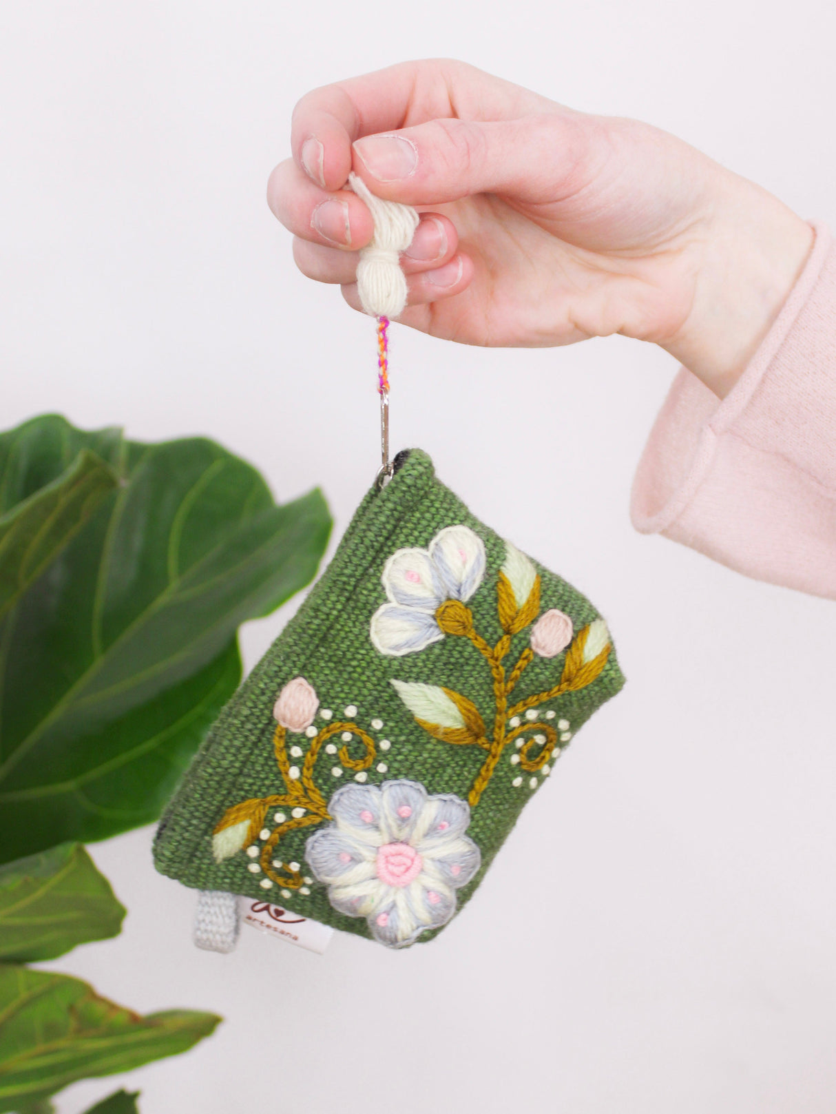 Sunset Floral Embroidered Coin Purse from Ash & Rose