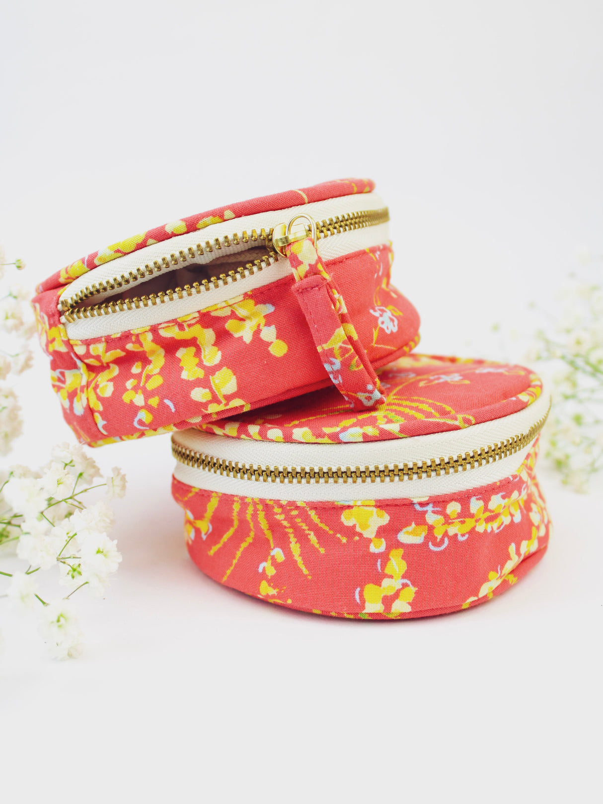 Coral Meadow Flowers Jewelry Pouch from Ash & Rose