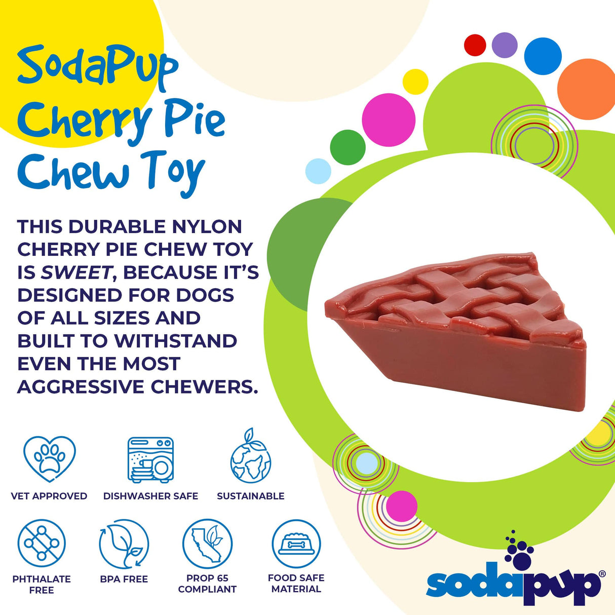 Cherry Pie Ultra Durable Nylon Dog Chew Toy and Treat Holder From SodaPup