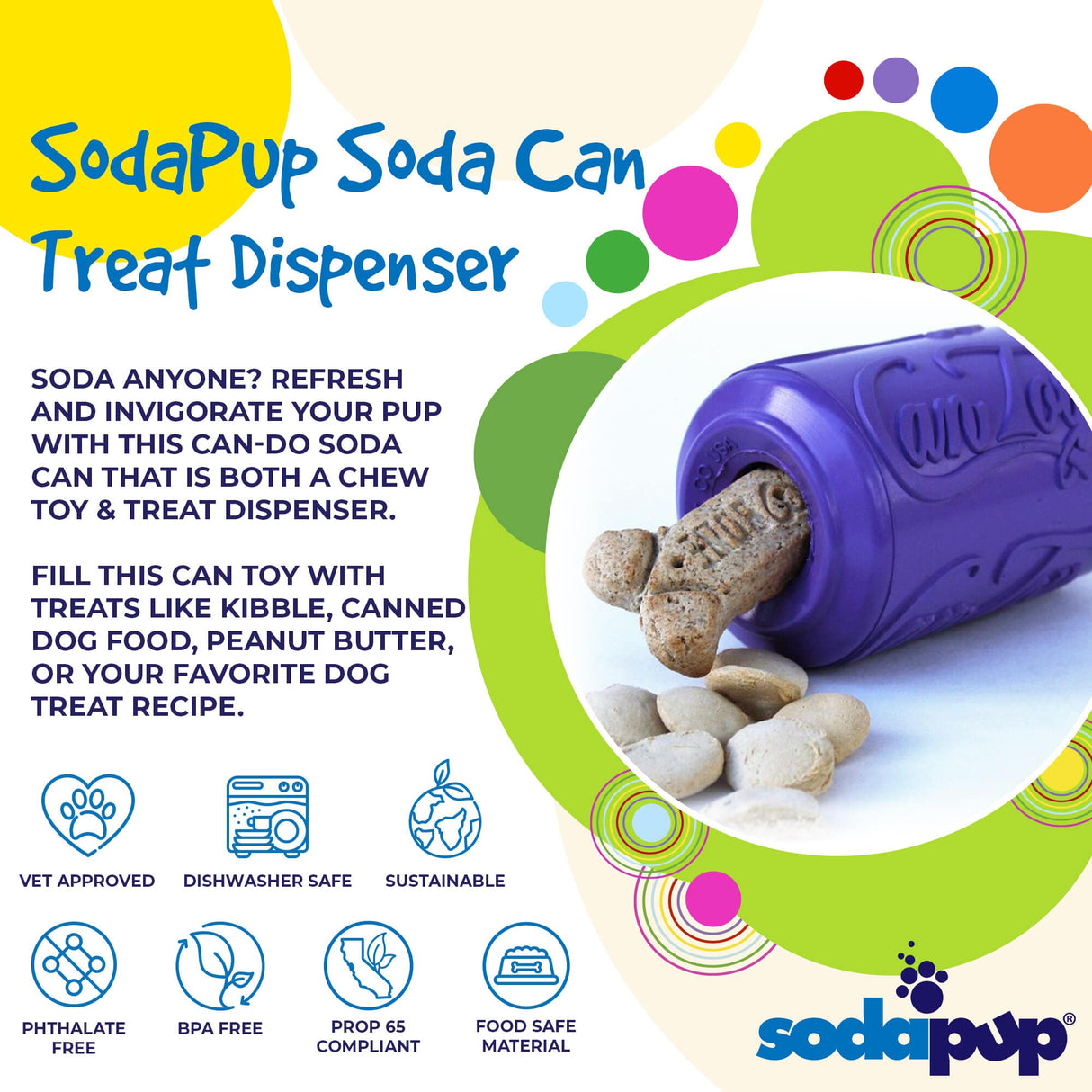 Can Toy Durable Rubber Chew Toy & Treat Dispenser - Average Chewer From SodaPup