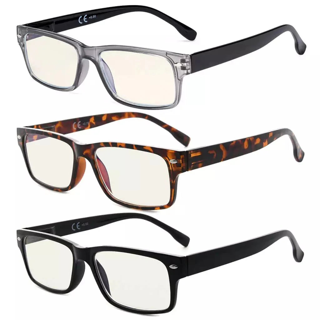3 Pack Blue Light Filter Reading Glasses Computer Readers UVR108 from eyekeeper.com