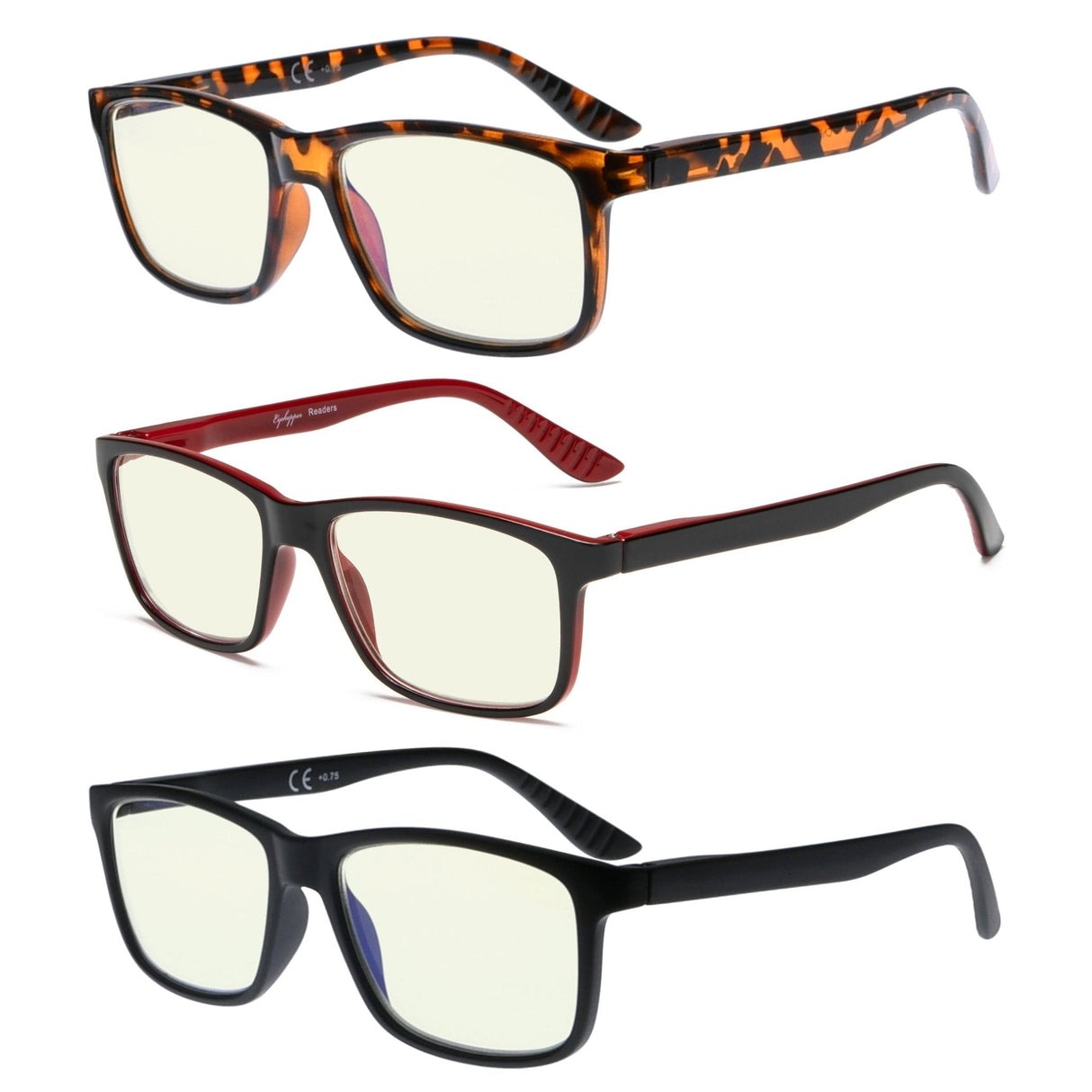 3 Pack Blue Light Filter Reading Glasses UVR163 from eyekeeper.com
