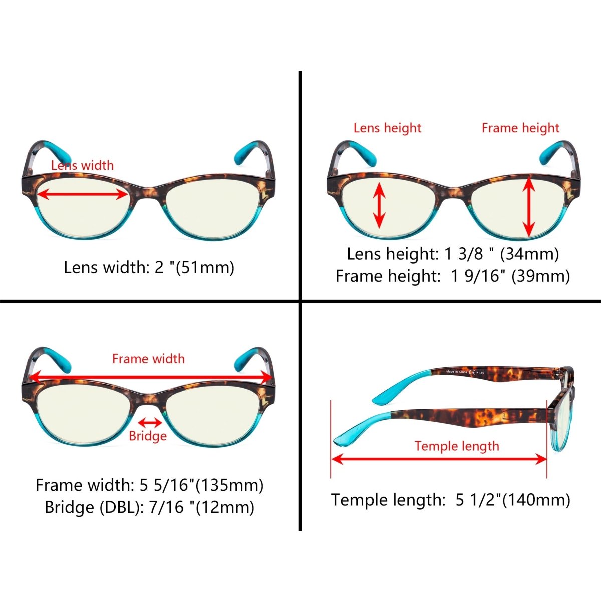 3 Pack Cat-eye Blue Light Filter Reading Glasses UVR074D from eyekeeper.com