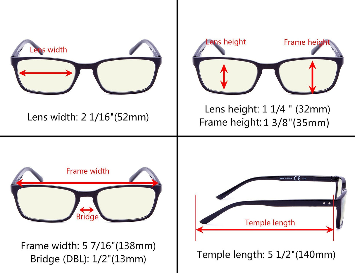 3 Pack Blue Light Filter Reading Glasses UVR898 from eyekeeper.com