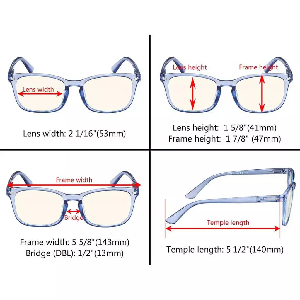 3 Pack Classic Trendy Blue Light Filter Reading Glasses UVRT1801 from eyekeeper.com