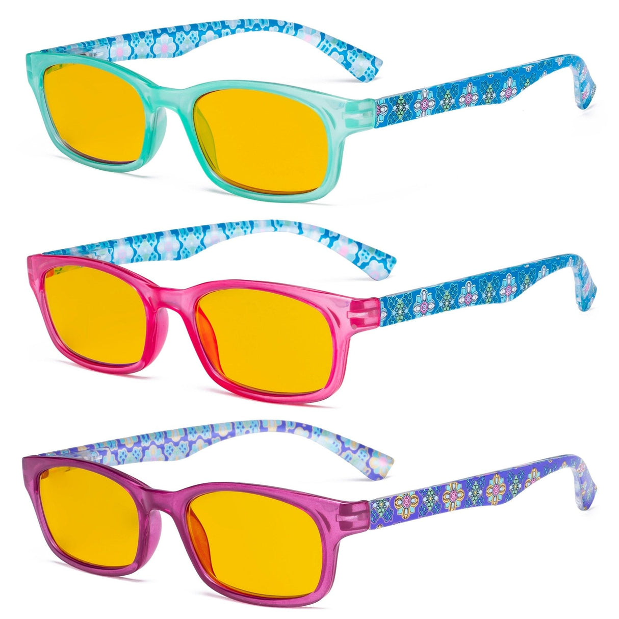 3 Pack Floral Print Blue Light Blocking Readers HP029 from eyekeeper.com