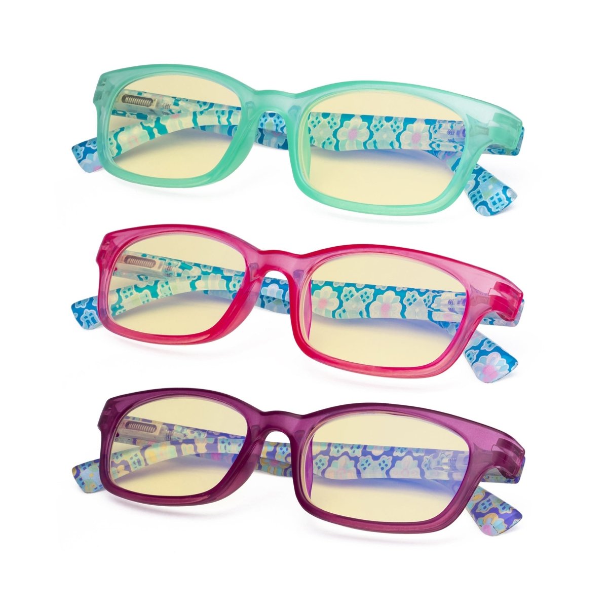 3 Pack Floral Print Blue Light Blocking Readers TM029 from eyekeeper.com