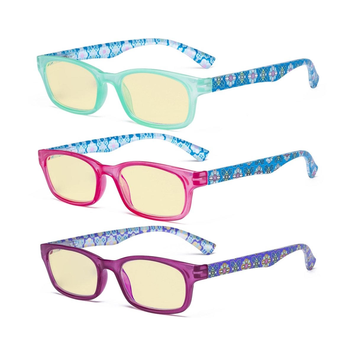 3 Pack Floral Print Blue Light Blocking Readers TM029 from eyekeeper.com