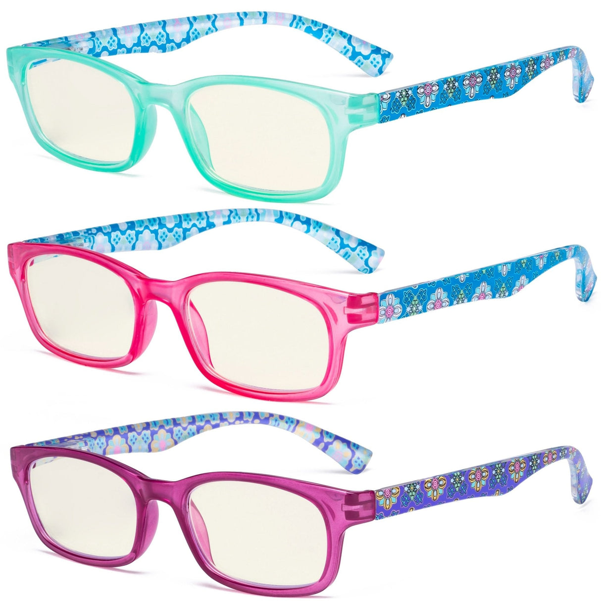 3 Pack Floral Print Blue Light Filter Readers UVR029 from eyekeeper.com
