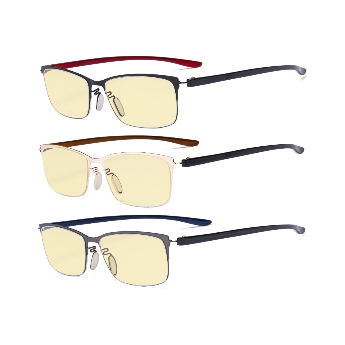 3 Pack Metal Blue Light Blocking Reading Glasses TMCG12801 from eyekeeper.com