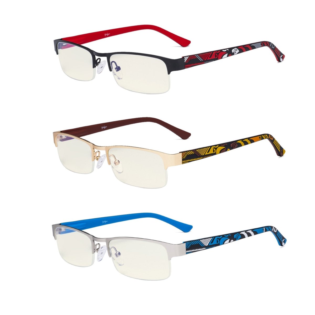 3 Pack Metal Blue Light Filter Eyeglasses UV17005 from eyekeeper.com
