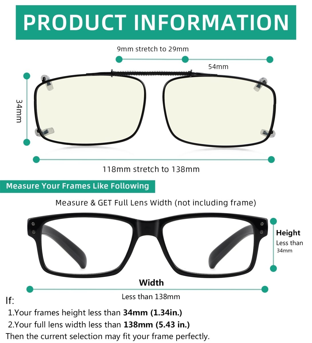 3 Pack Metal Blue Light Filter Glasses Clip C63 (54MMx34MM) from eyekeeper.com